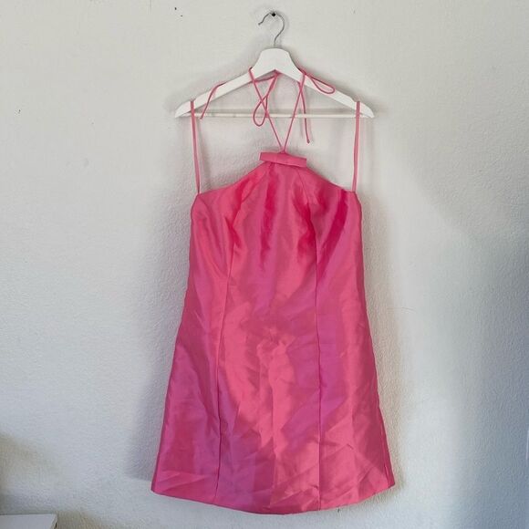 Skyla Halter Pink Bow Dress - Picture 2 of 6